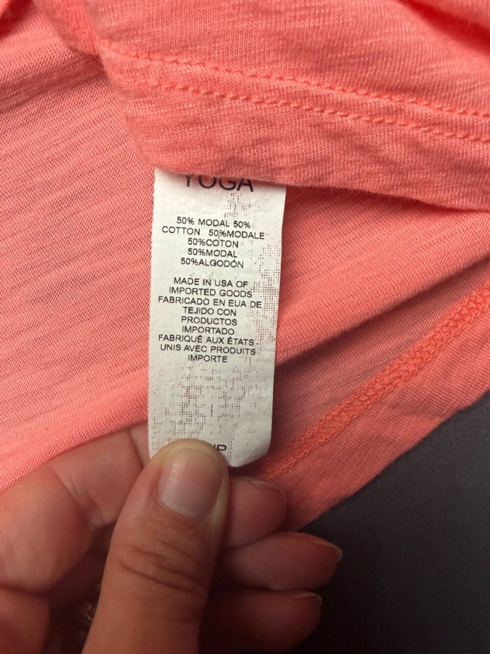 Beyond Yoga Size S High Low Cropped Tee Shirt Coral Pink Basic Top Cotton Modal - Picture 4 of 7
